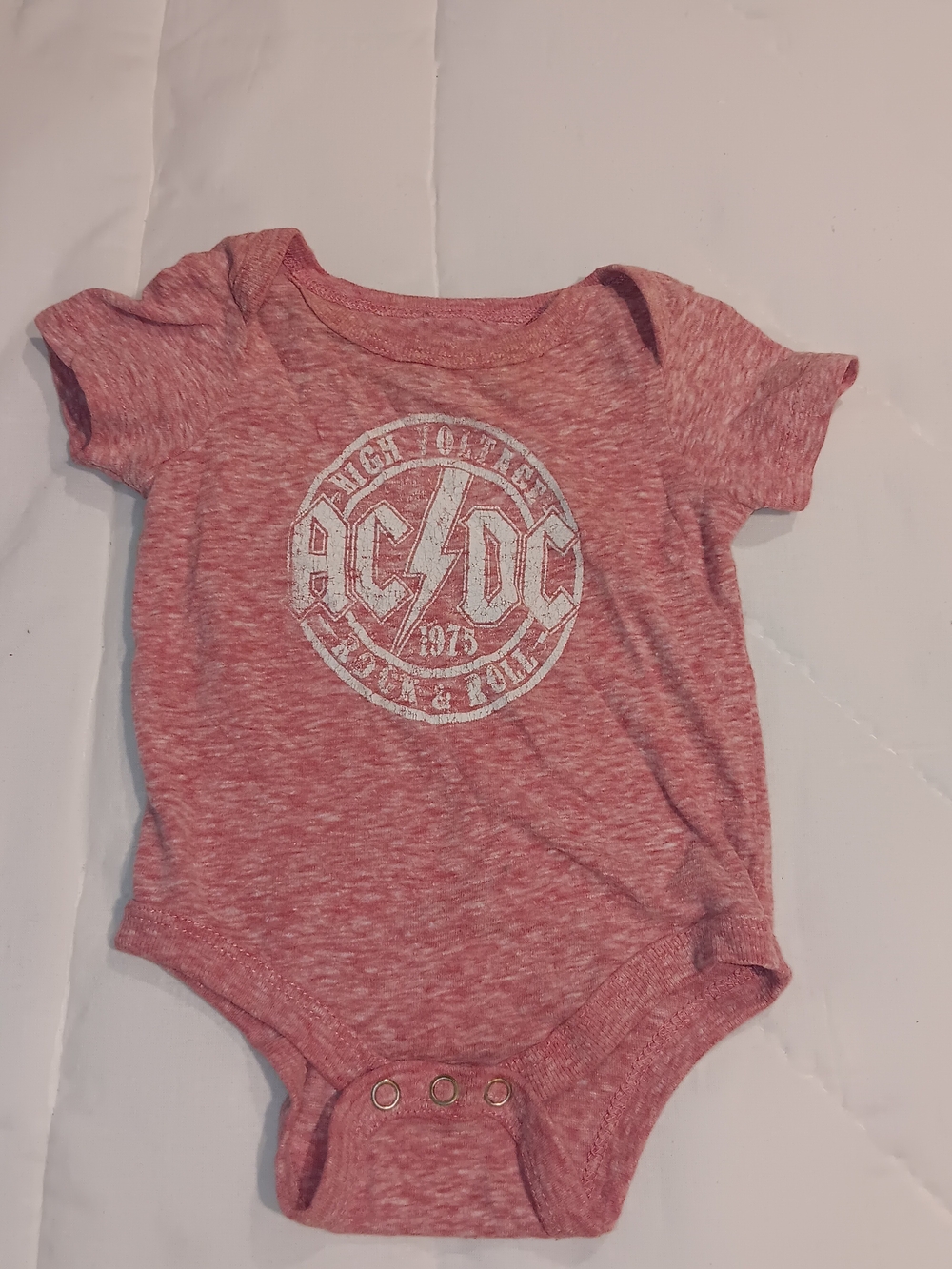 AC/DC 🍑 Pink Heather Baby One-Piece Bodysuit